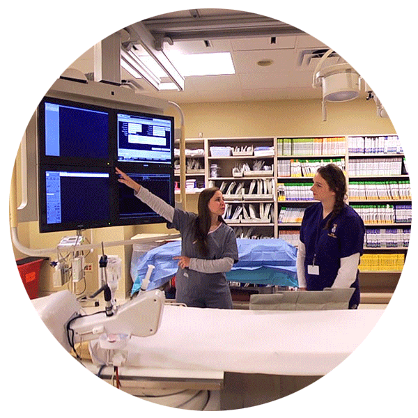 student working in hospital