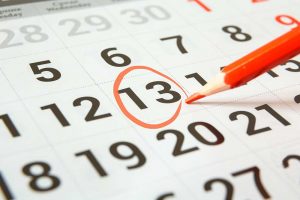 Calendar with 13 circled