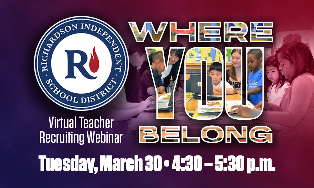 Virtual Teacher Recruiting Webinar Tuesday, March 30 at 4:30-5:30pm