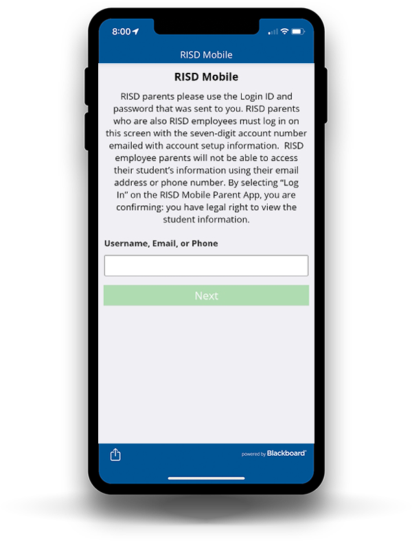 RISD Mobile app student information