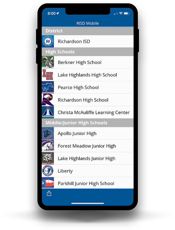 RISD mobile app school directory