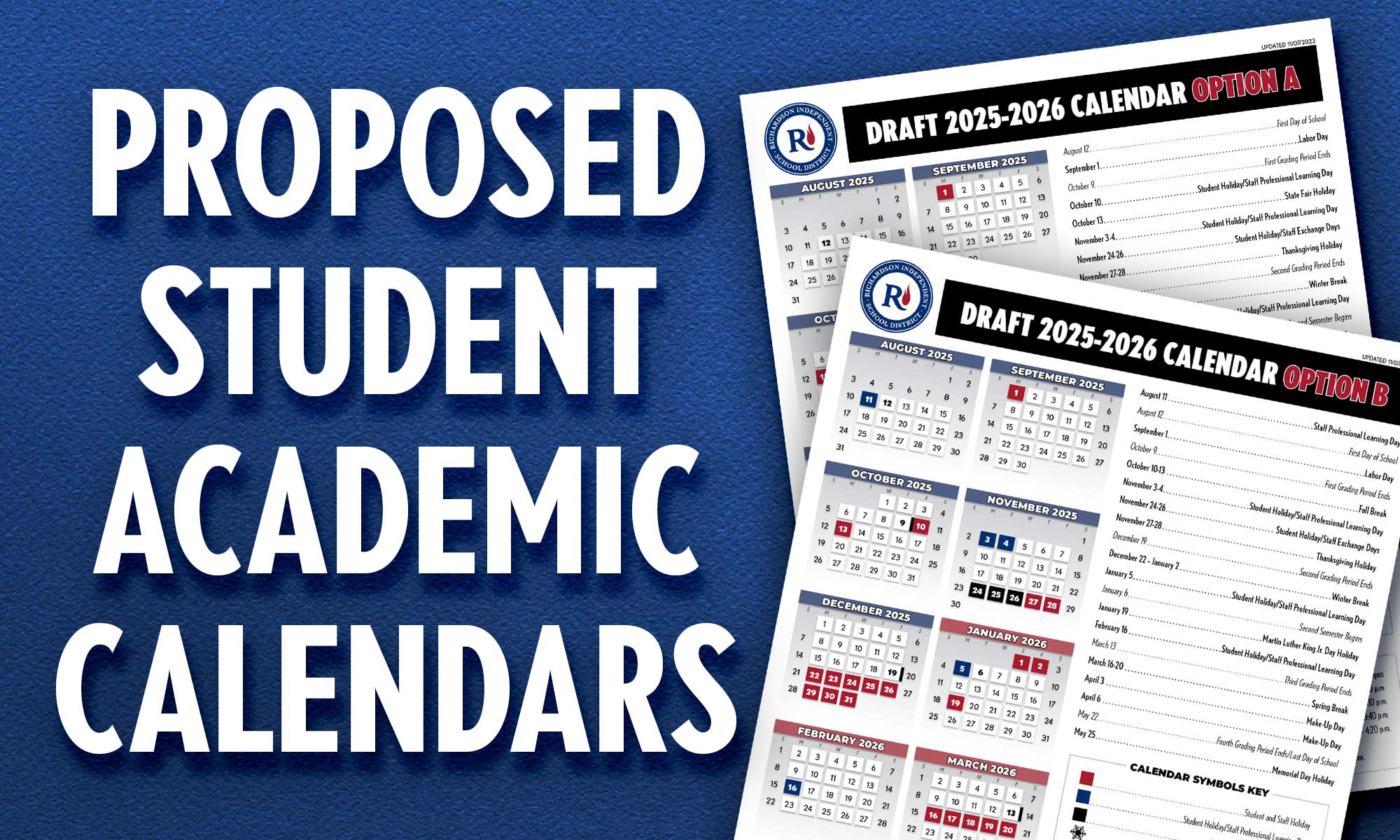 Proposed Student Academic Calendars 2025-26