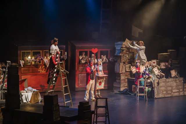 Pearce Theatre Students on stage performing Alice by Heart