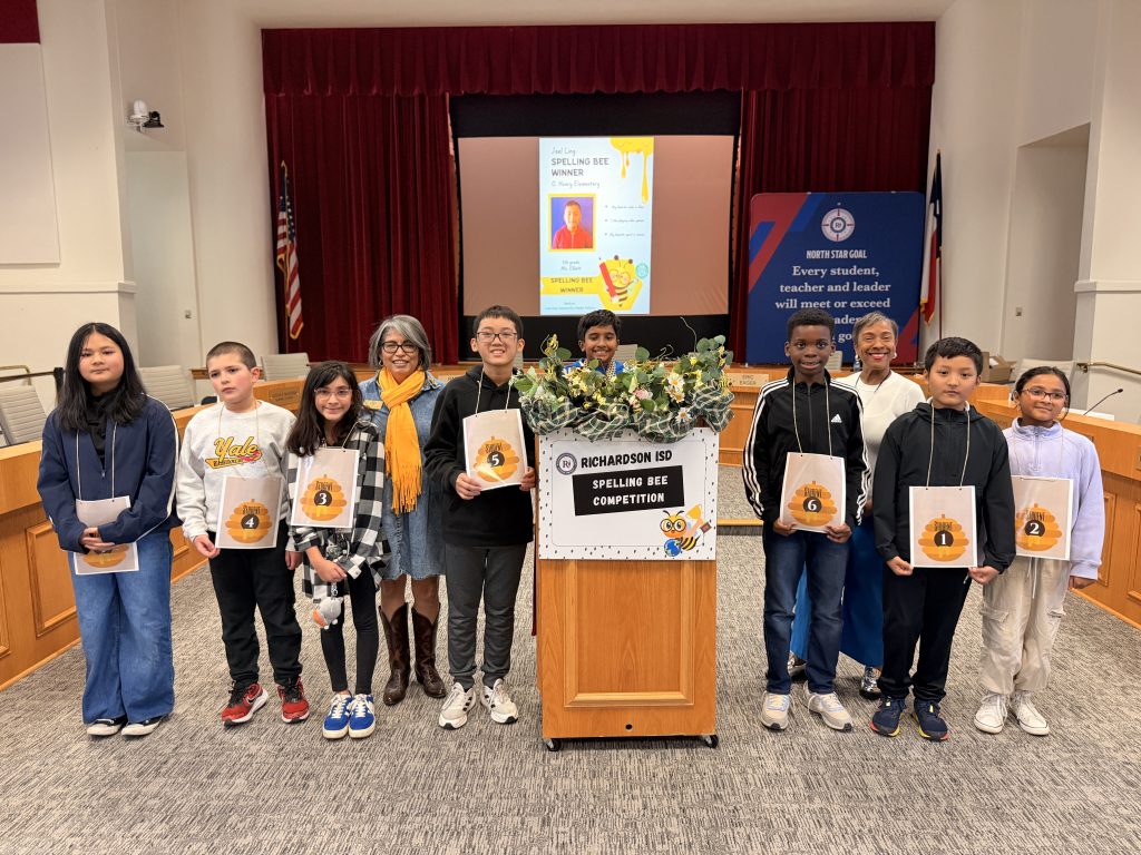 Berkner LC Spelling Bee participants with numbers