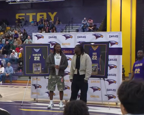 0:30 / 1:17 Watch a video on the Wallace brothers honored at Richardson HS Basketball game