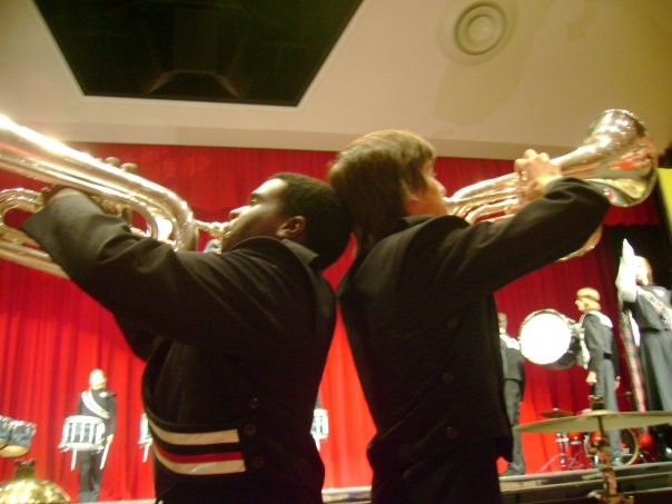 LHHS marching band photo of Toby Furr Chris Atieno
