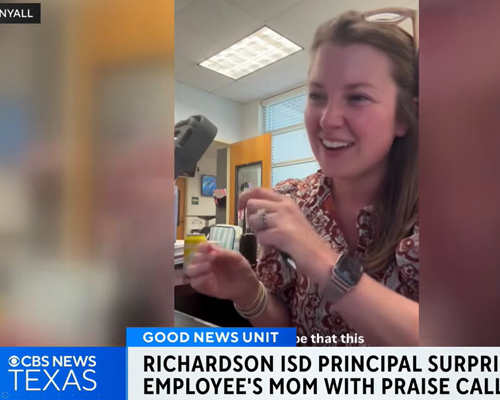 Watch Richardson Heights ES Principal Surprises Employee's Mom with Praise Call