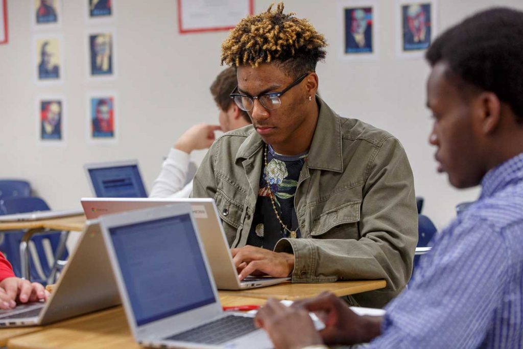Students using computers
